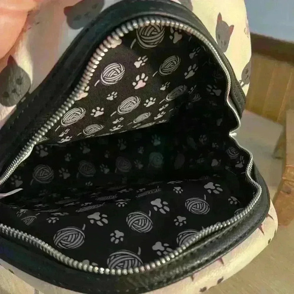 Loungefly Cat Print Faux Leather Mini Backpack/Purse. - Picture 5 of 5